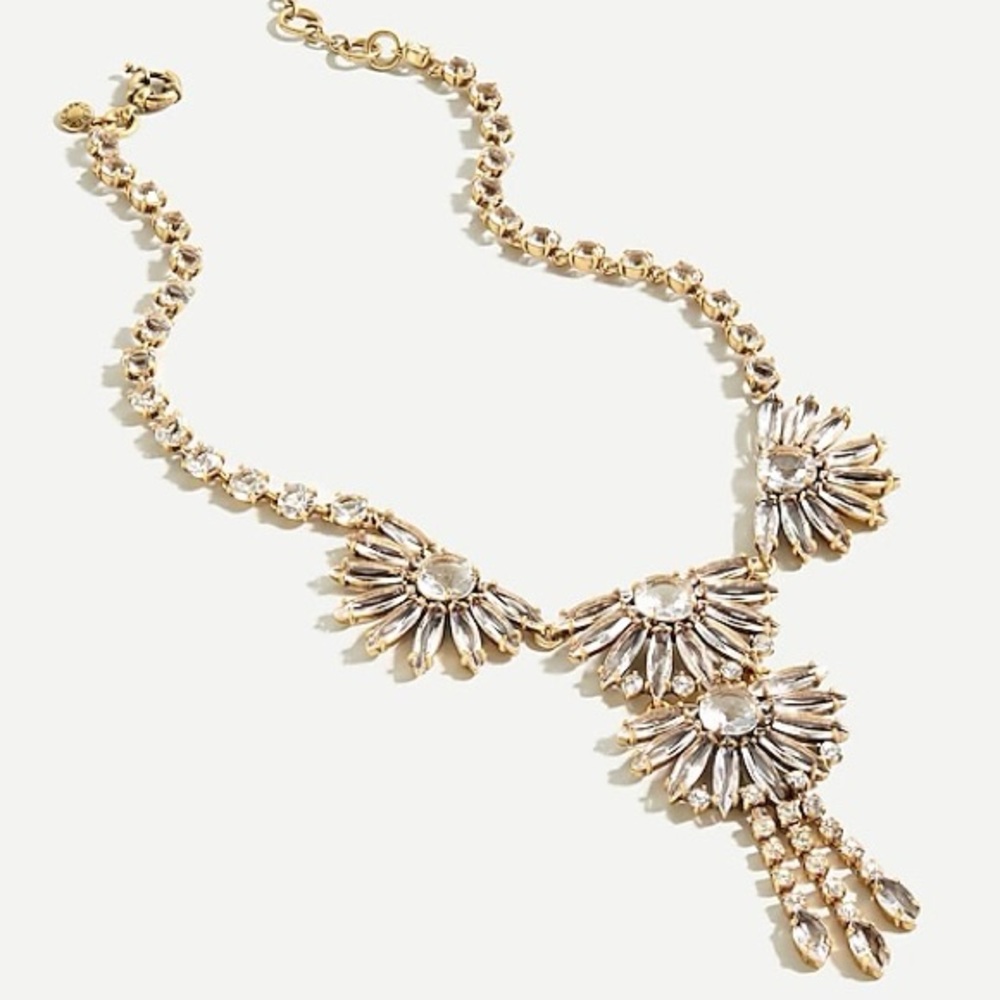 NWT J.Crew Stunning Gem Fan Statement Necklace